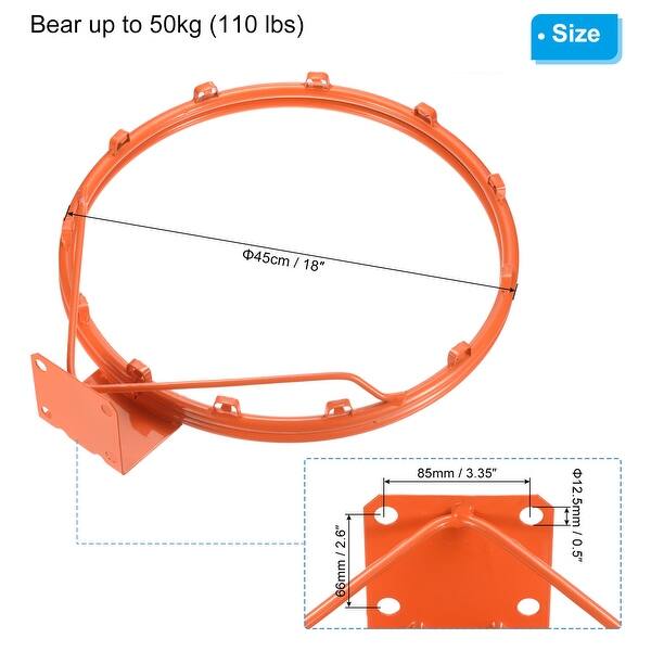 18" Basketball Rim Wall Door Mounted Standard Goal (Hollow Steel